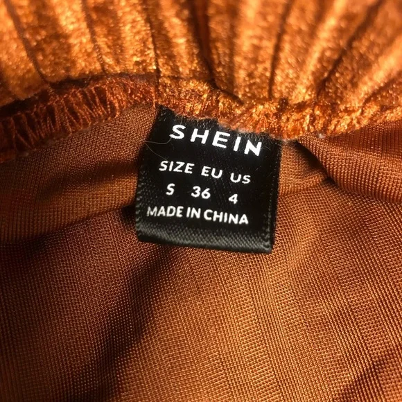 SHEIN BELL BOTTOM CRUSHED VELOUR PANTS SIZE S - Picture 2 of 3